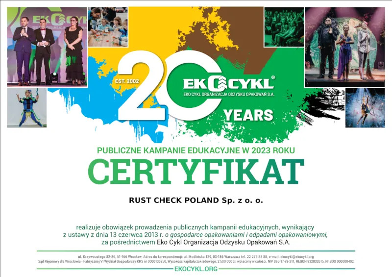 certyfikat Rust Check Poland 2023